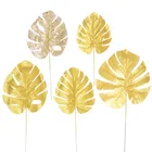 Искусственные золотые листья пальмы, имитация ярких золотых листьев, украшение для стола, многофункциональные узорные листья