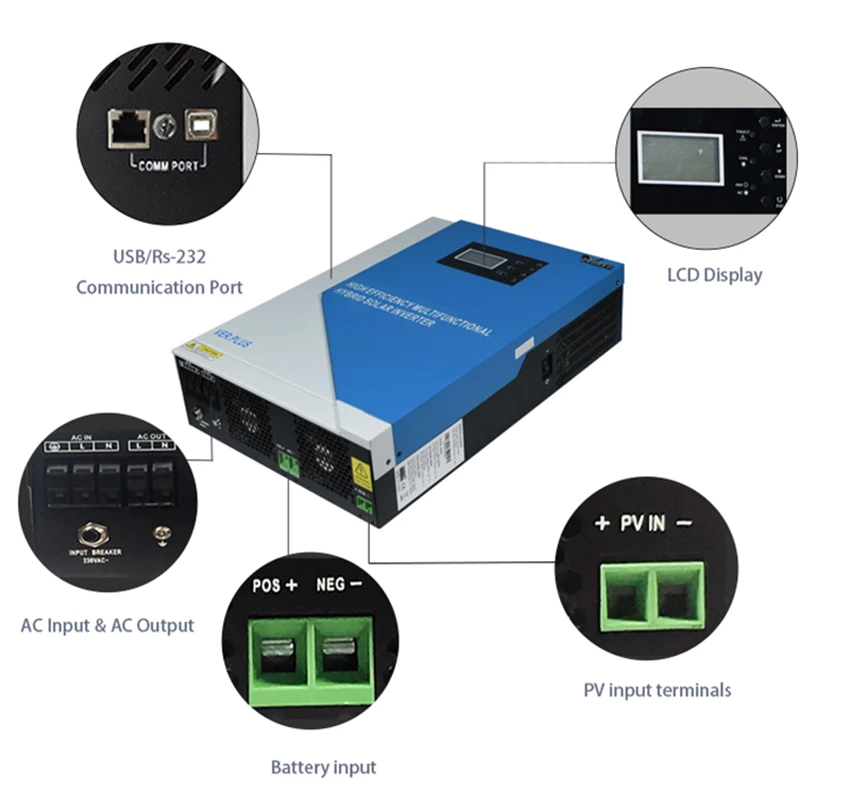 Гибридный солнечный инвертор Anern /кВт 48 В немодулированный синусоидальный сигнал