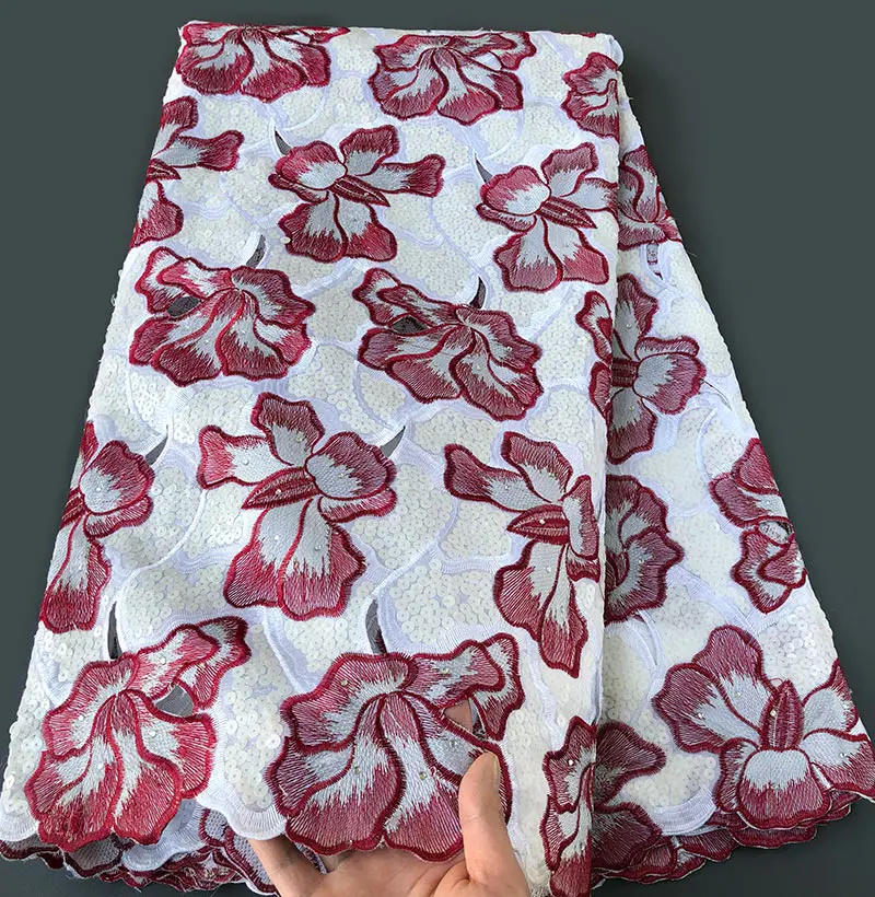 Красивая кофейная большая африканская кружевная ткань из органзы ручной работы