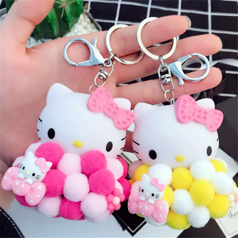Милый котенок брелок с котом Женская мультяшная сумка KT брелки помпон подвеска