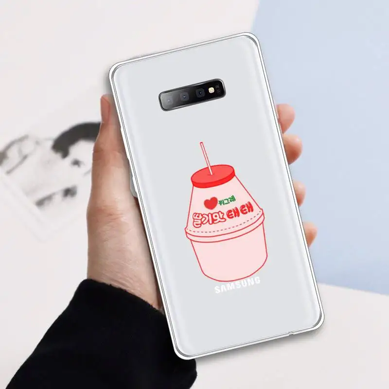 

Strawberry Banana Milk Drink high quality Phone Case shell Transparent For Samsung Galaxy A 71 21s S note 8 9 10 plus 20 ultra