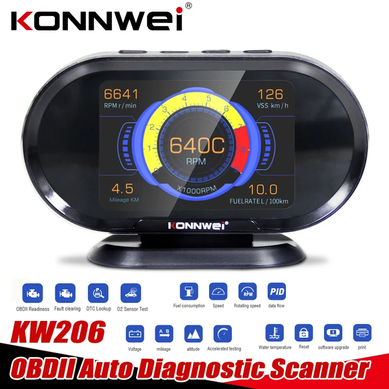 

Сканер диагностический KONNWEI KW206, 12 В, OBD 2