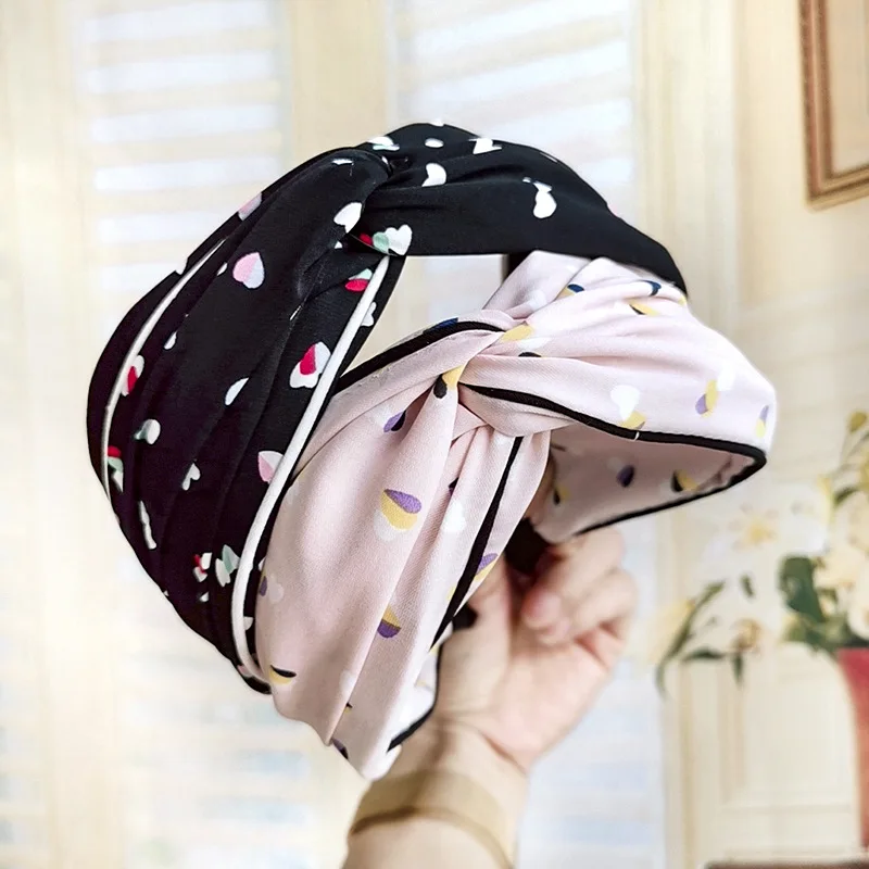 Женская мода в Корейском стиле с узором из сердечек костюм повязка для головы