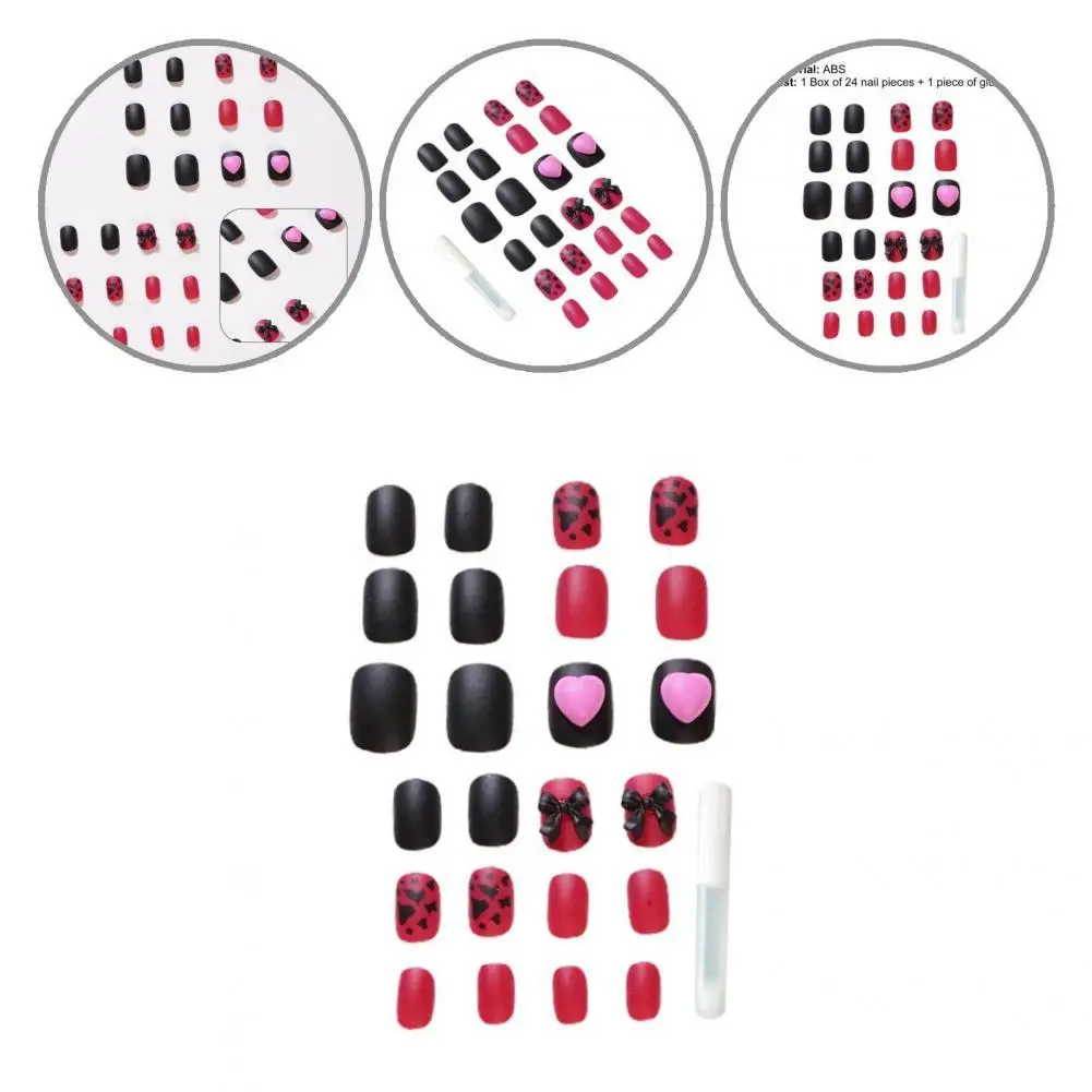 

Nail Patch Modern Wear-resistant Environmentally Friendly Raspberry Bowknot False Nail for Party Nail Art Patch Nail Tips