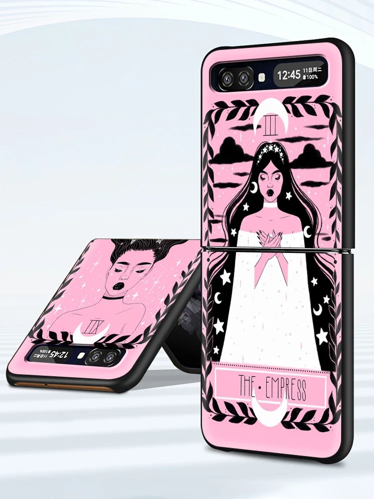 

Cute Tarot Pink Phone Cover For Samsung Galaxy Z Flip Case Slim Hard PC Phone Cases For Galaxy Z Flip 5G Luxury Shell