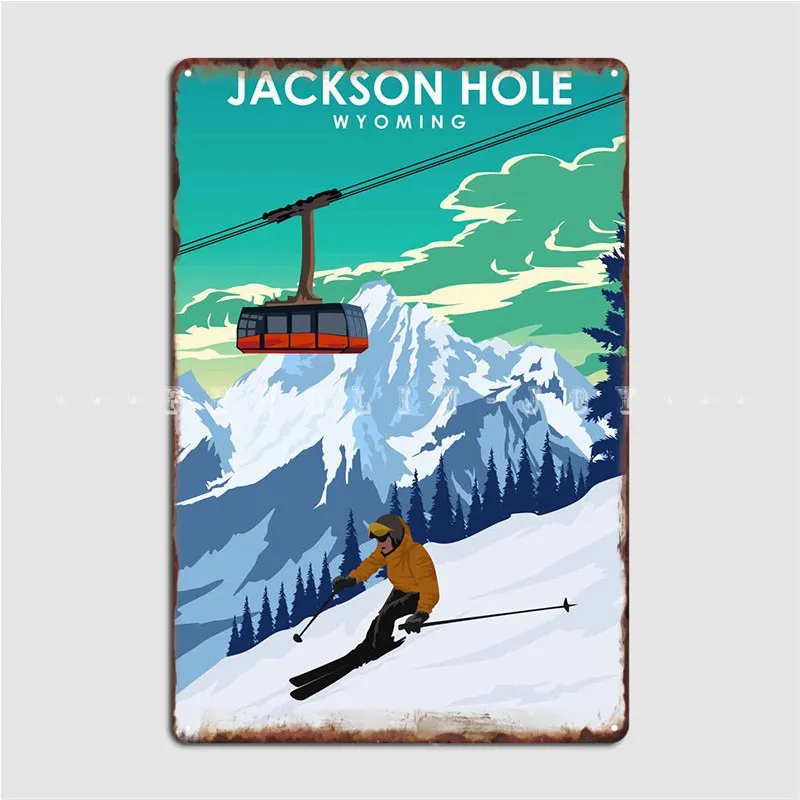 

Jackson Hole Wyoming Poster Metal Plaque Cinema Garage Retro Wall Plaque Party Tin Sign Poster