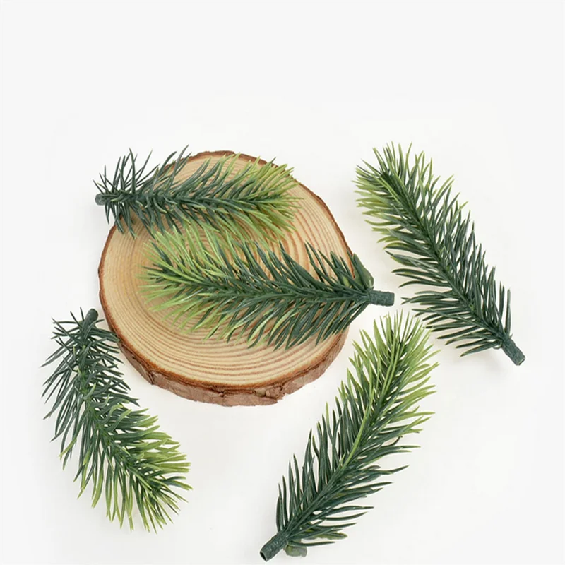 

10pcs Pine Branches Artificial Fake Plant Artificial Flower Branch Christmas Party Decoration DIY Accessories Bouquet Gift Box