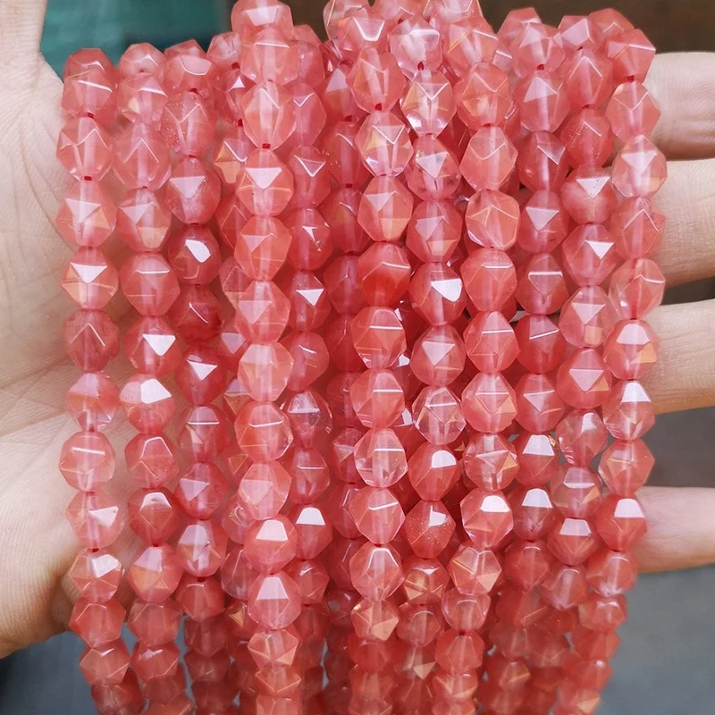 

OMH Wholesale JD32 6810mm Natural Jewelry DIY Making Bracelet Necklace Natural AAA Strawberry Quartz Amethyst Loose Spacer Beads