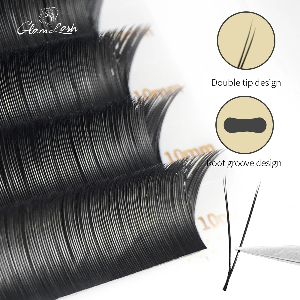 

GLAMLASH V Shape Ellipse Flat Split Tips Eyelash Extension Premade Volume Maquiagem Clios Individual Silk V Type 2D Lashes