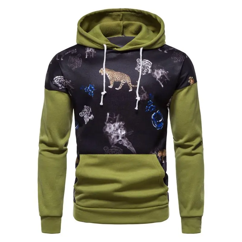 

2021 Autumn Winter New Men's Casual Fashion Printing Plus Size Hooded Sweater Coat Hoodies Running Jogging Top Workout Sudadera