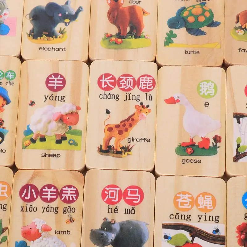 MWZ 100 шт деревянное домино с блоками игры китайские персонажи английская буква