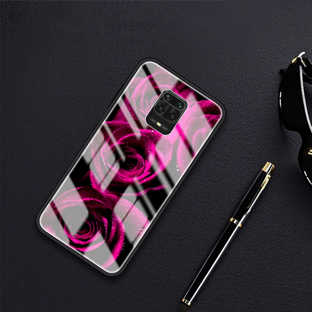 

Blue Red Rose Phone Case for Xiaomi Redmi Note 9S 8 9 8T 7 9C Coque for Mi 10T Pro 9T 10 Lite Tempered Glass Cover