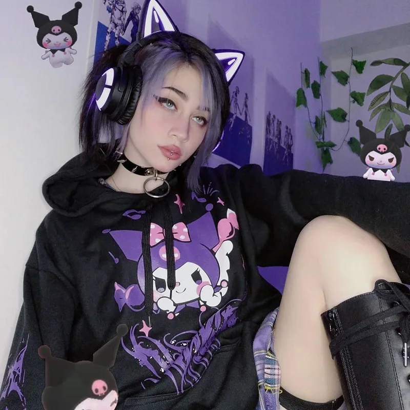 

Женский пуловер с длинным рукавом Goth, Свободный свитшот с круглым вырезом и принтом дьявола, в стиле Харадзюку, осень 2021