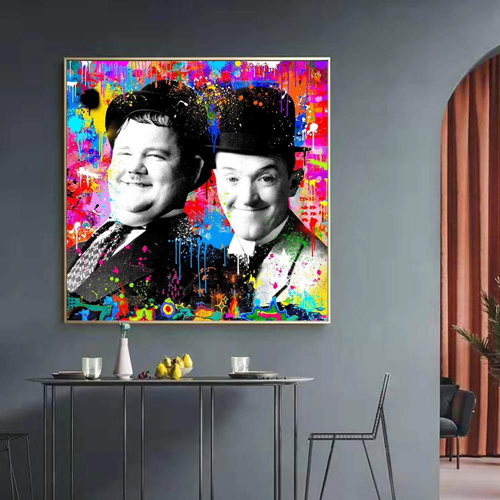 

Graffiti Pop Art Stan and Ollie Poster Painting Canvas Print Wall Art Picture For Living Room Home Decoration Frameless Cuadros
