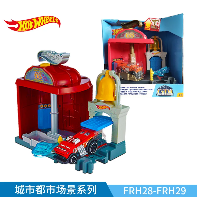 Hot Wheels город тема Горячая тележка городская Серия автомобиль трек игрушки для детей Oyuncak Araba Модель автомобиля аксессуары Playset - Цвет: FRH29