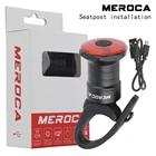 Задсветильник фонарь для езды на велосипеде MEROCA, умный стоп-сигнал, индукционный задний фонарь, подзаряжаемый дорожный велосипед, освещение для горных велосипедов