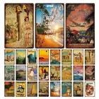 Металлический постер с городской достопримечательностью для путешествий, Куба, Пиза, гавайская ретро-тарелка, людей с животными, Оловянная табличка постер для бара, паба, клуба, домашний декор