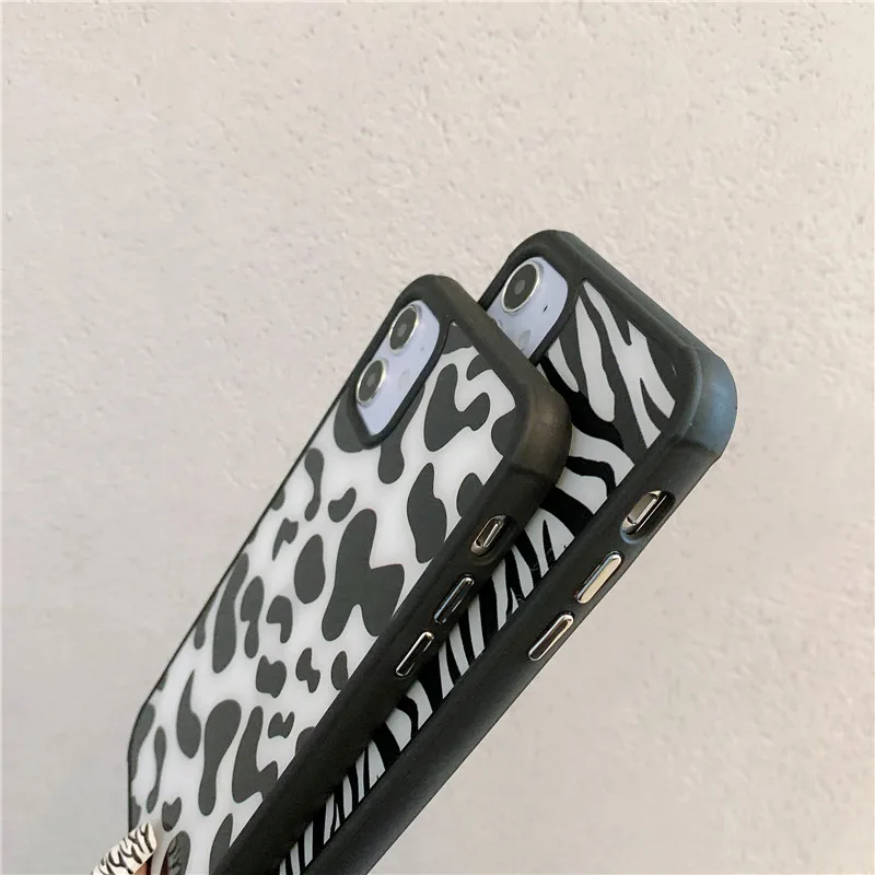 

Leopard Print Milk Cow Zebra Stripe Phone Case For iPhone 12 11 Pro Max Mini SE 2020 Hard Back Cover