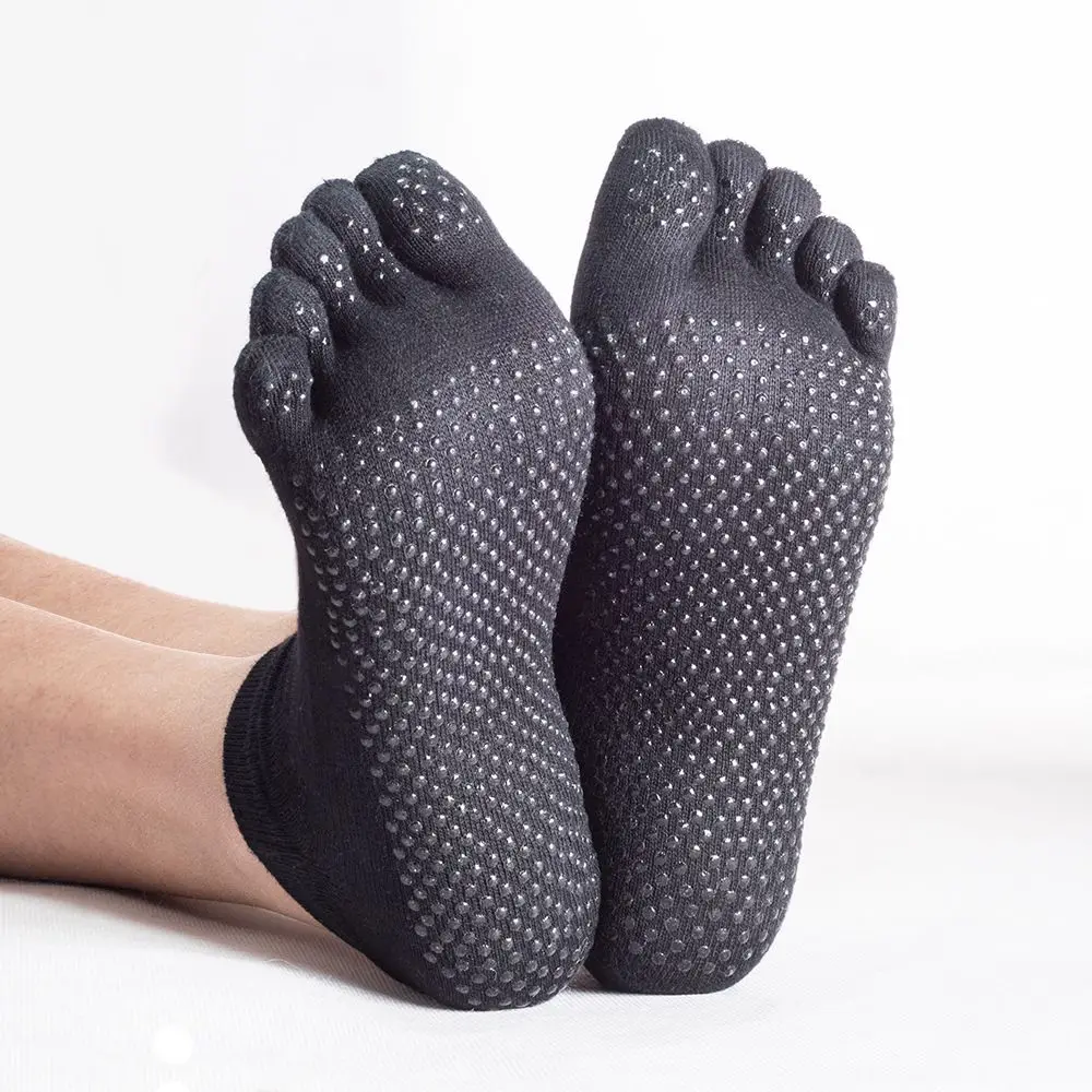 Women Yoga Socks Anti-slip Five Fingers Men Cotton Sport Fitness Pilates Professional Breathable | Спорт и развлечения