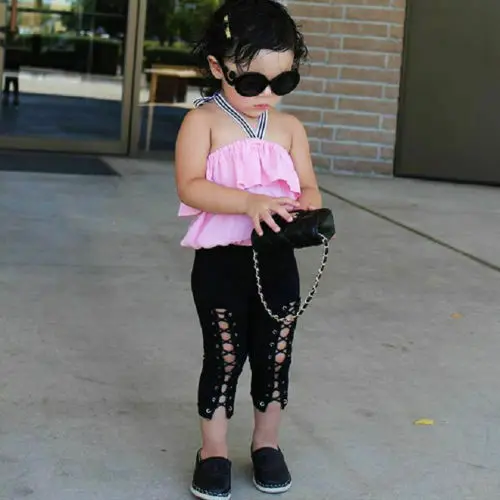 

AU Toddler Kid Baby Girl Clothes Off Shoulder Tops Bandage Long Pants Outfits