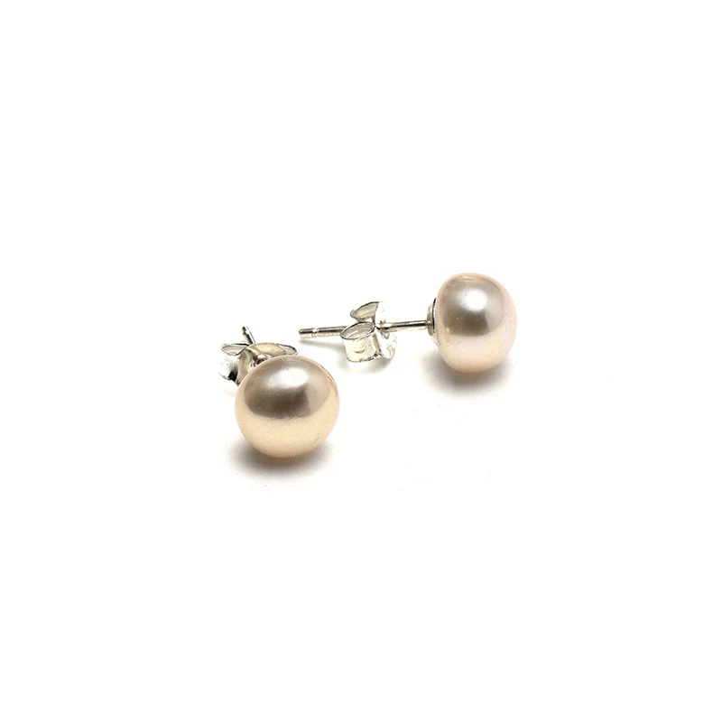 Orange Color Pearls Beads 9-10mm 925 Sterling Silver For Handmade Diy Freshwater Earrings Elegant Women H577 | Украшения и