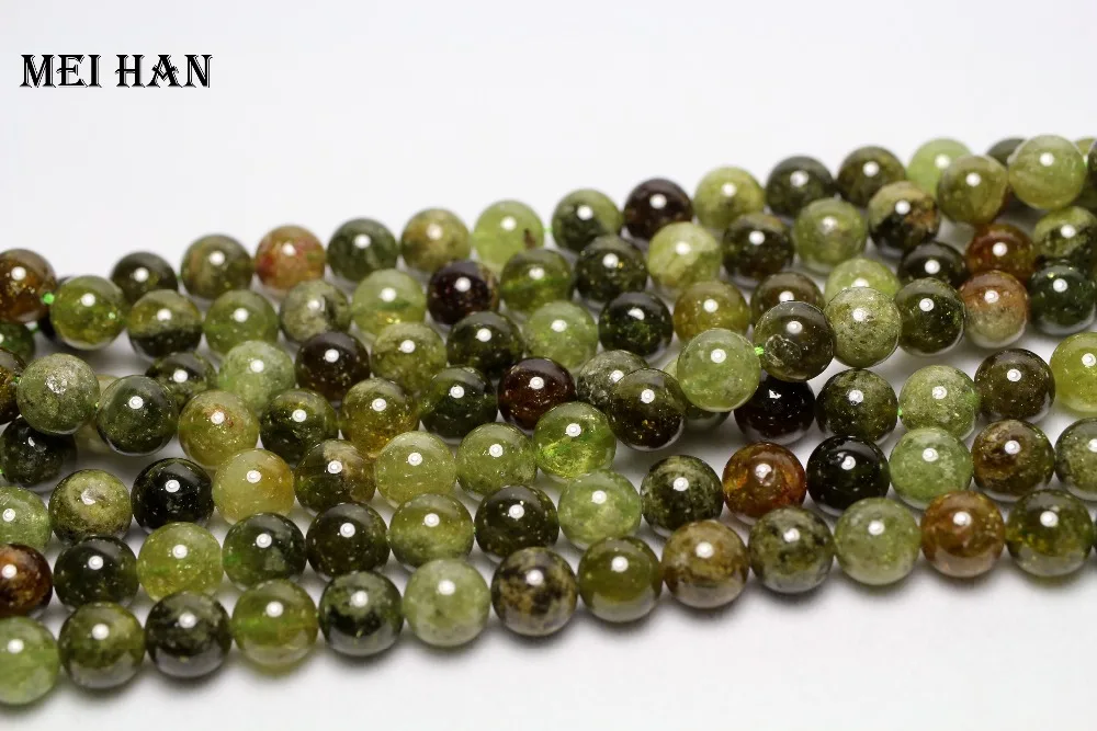 Meihan подлинный натуральный(approx38beads/set) 10 мм зеленый Гарнетт Гладкий Круглый камень бусины для изготовления ювелирных изделий DIY
