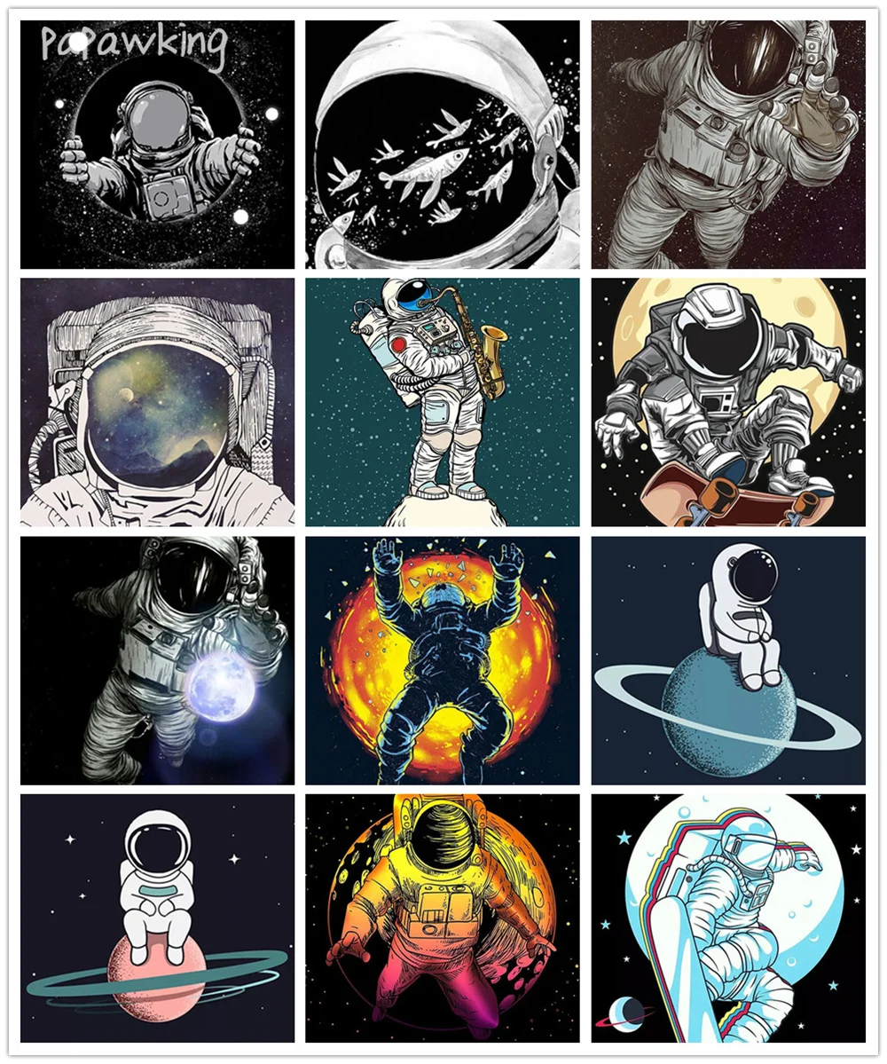 

Full Drill Diamond Painting Cartoon Astronaut Diamond Cross Stitch Home Art Embroidery Mosaic Rhinestone Wall Stickers