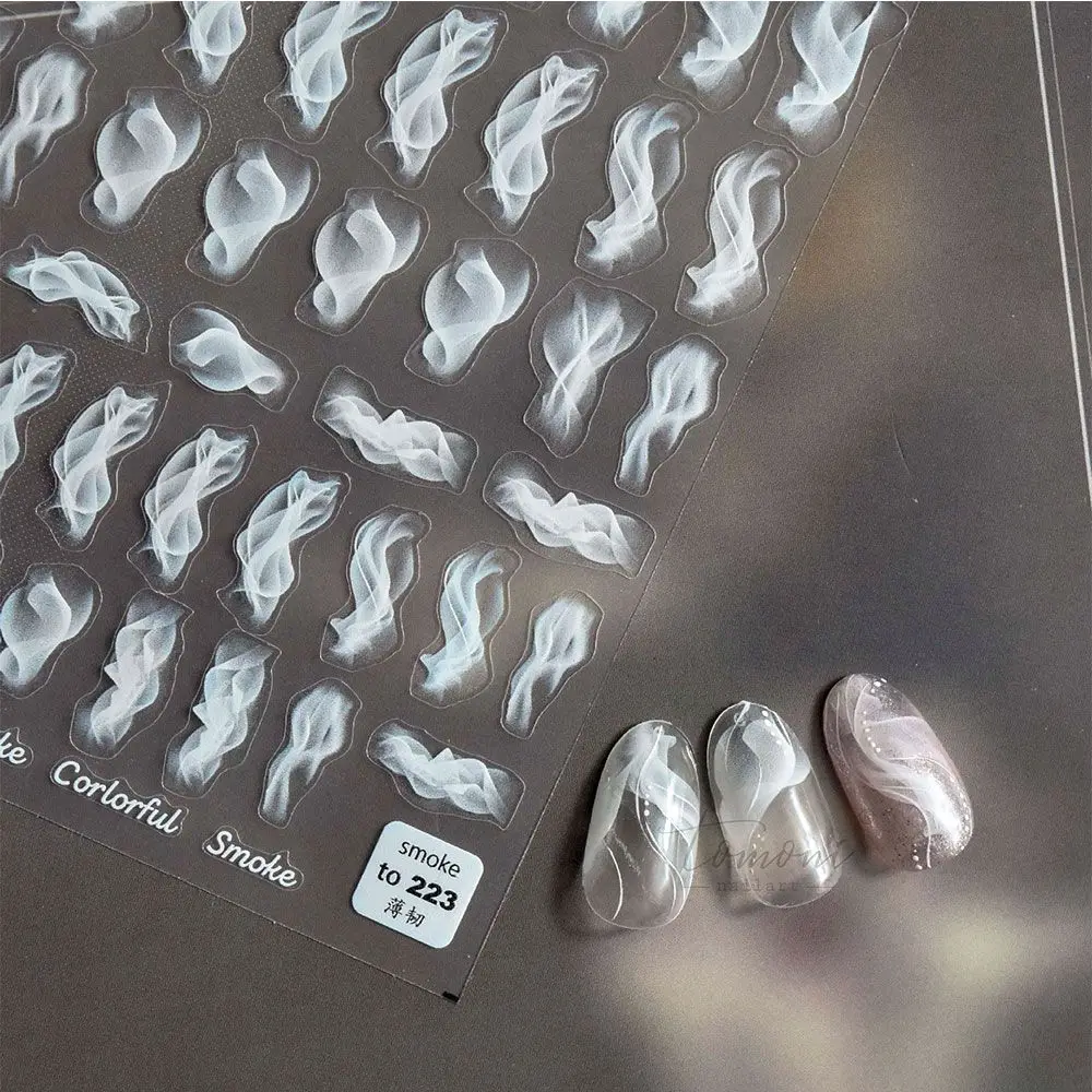 

1 Sheet Nail Art Stickers Smoke Ribbon Design Adhesive Nail Decals Water Transfer Summer Sliders Nail Art Decorations