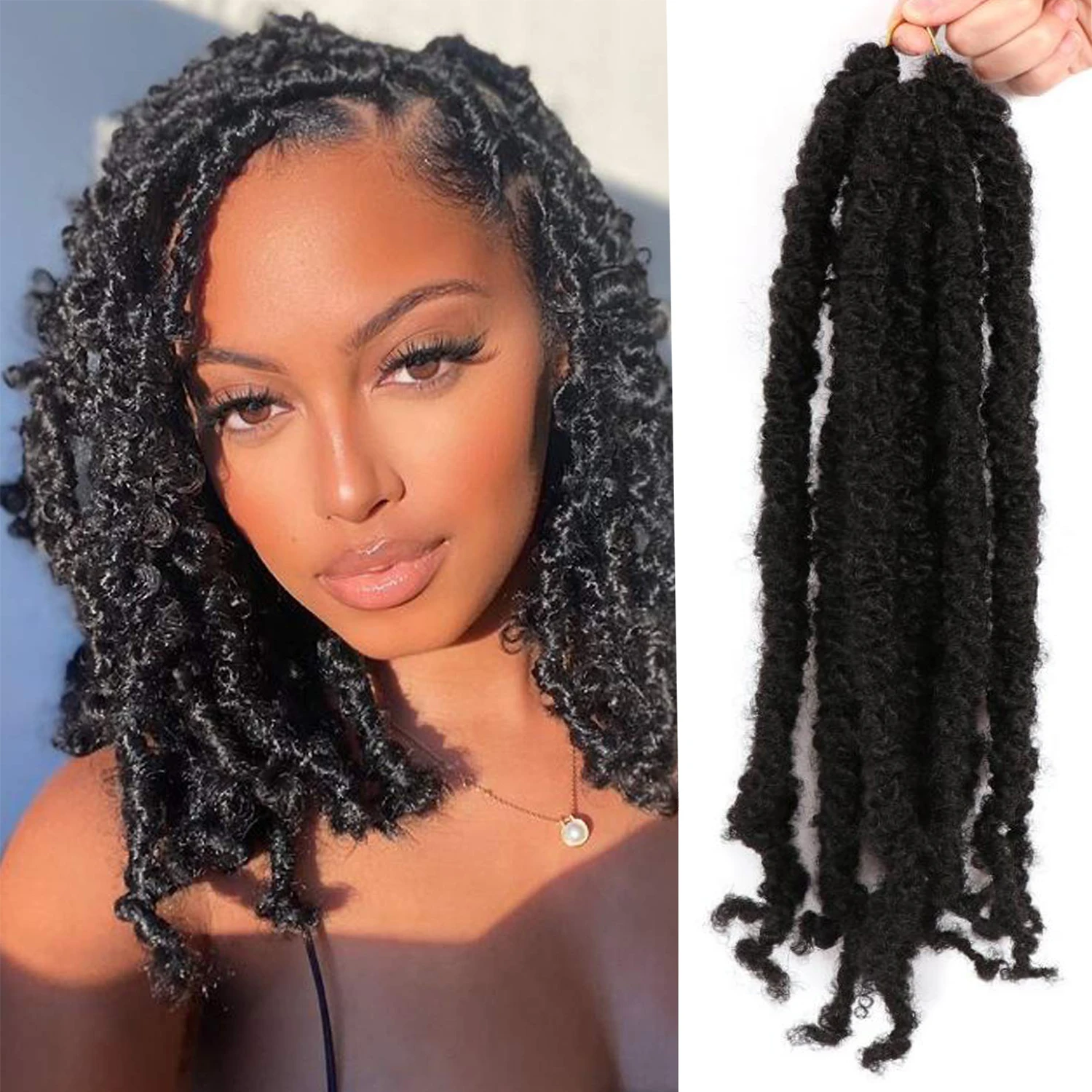 

DANSAMA 12inches New Butterfly Locs Crochet Hair Distressed Faux Locs Crochet Soft Locs Pre Looped Hair Extensions for Women