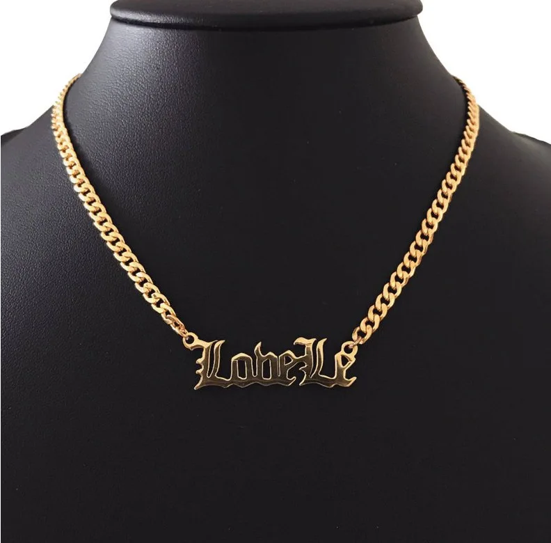 Custom Name Necklace Personalized Cuban Chain for Men/Women/Kids Jewelry Nameplate Pendant Gold color Stainless Steel