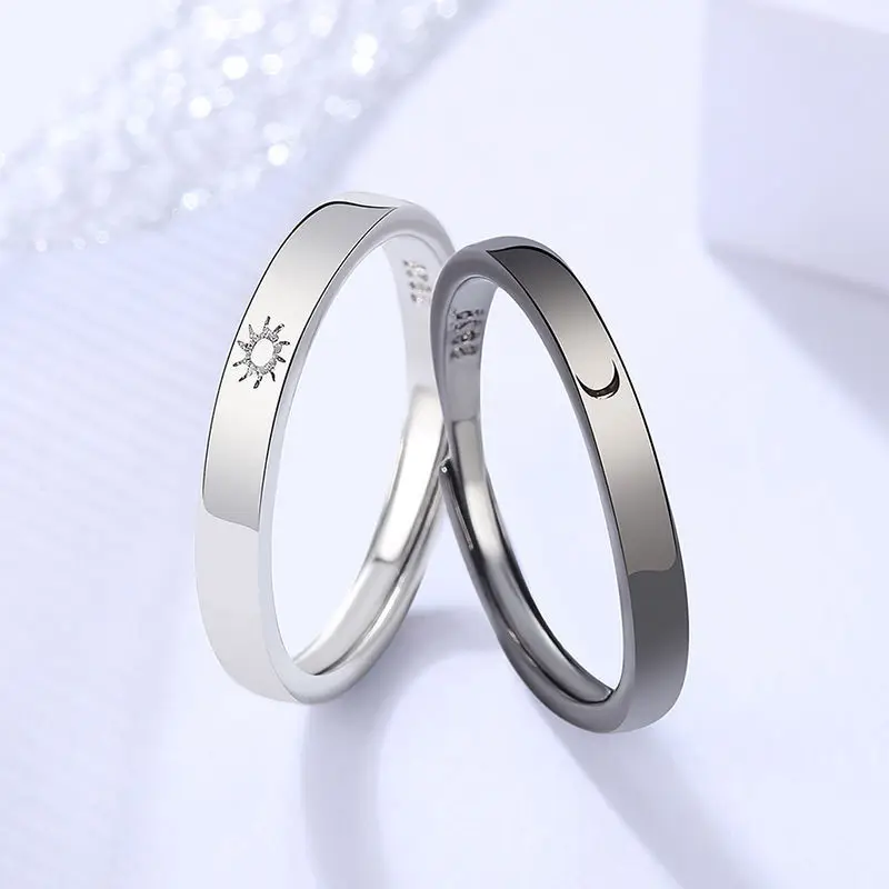 

Sun Moon Matching Couple Friendship Lover Open Adjustable Rings Minimalist Engagement Wedding Rings 1Pc