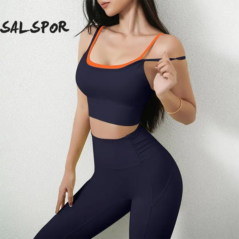 

Fake Two 2 Piece Yoga Sets Women Gym Clothes Seamless Workout Sports Outfit Women Sportswear Fit Cycling Fitness Suit Workout