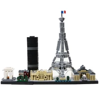 moc skyline paris architecture building blocks kit 21044 assemble tower edifice bricks town streetscape toys for children gifts