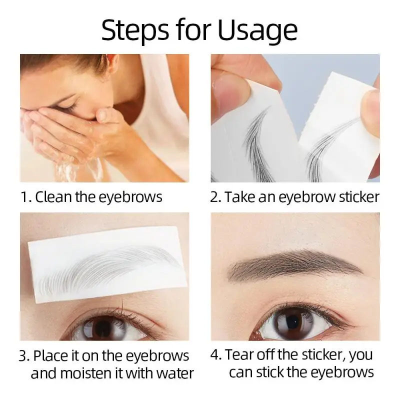 

4D Stick On Eyebrows Waterproof Eyebrow Tattoo Sticker Long Lasting Natural Fake Eyebrow Lamination Cosmetics For Women Makeup