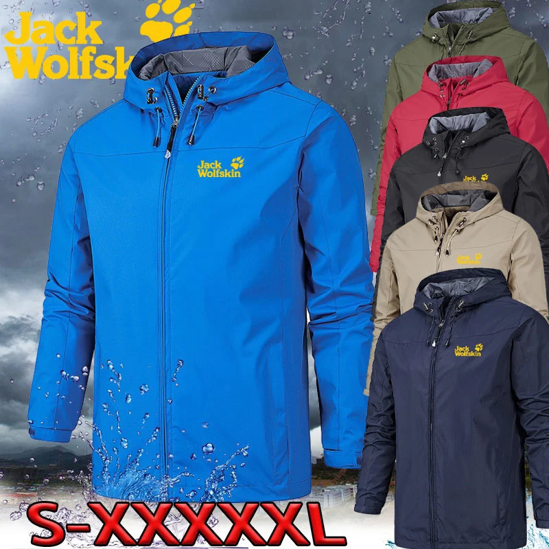 

Jack wolfskin Men's raincoat, sportswear, outdoor mountaineering clothes, soft shell Hoodie, mountaineering windbreaker, trendy.