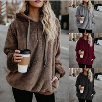 spot 2020 explosion models european and american fashion long sleeved hooded solid color pocket women hoodies