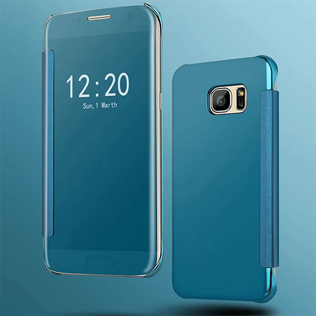Флип-чехол с зеркалом, прозрачный чехол для телефона для samsung Galaxy A3 A5 SM A310 A510 A320 A310F A320FL A320F A510F A520F - Цвет: Blue