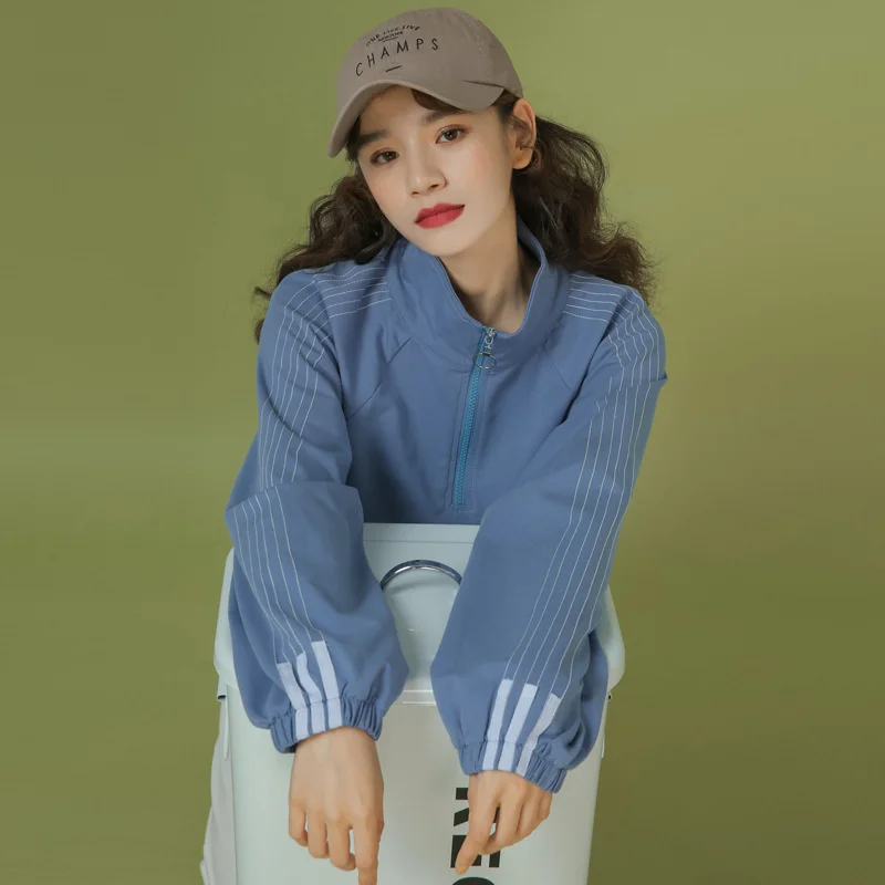

Solid Color Drop-shoulder Sleeve Lapel Half Zipper Pullover Sweater Rac