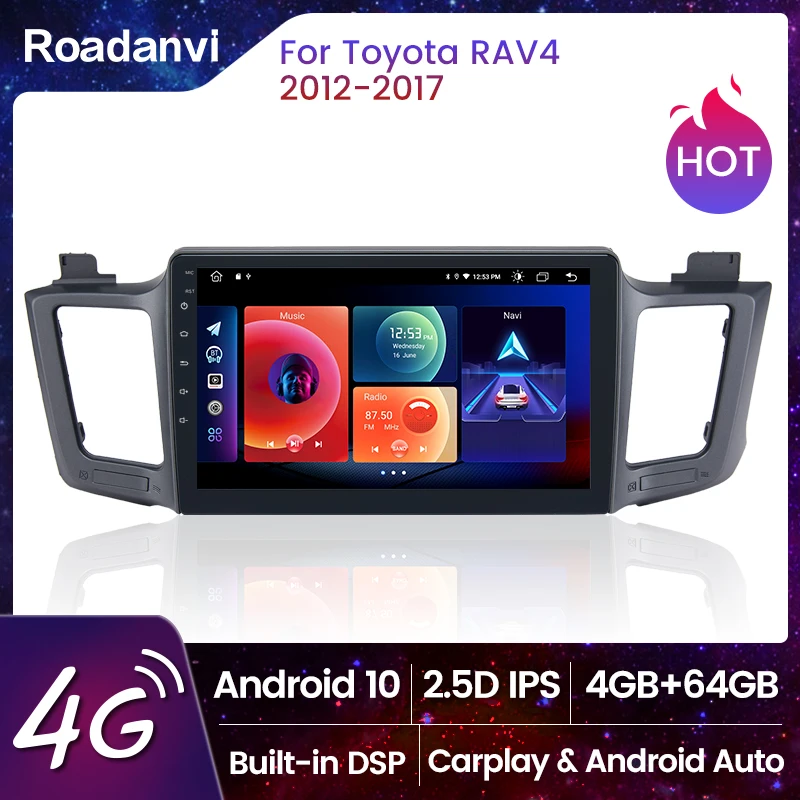 Roadanvi 10 2 &quotIPS автомобильный 1 Din Android мультимедийный DSP радиоприемник для Toyota RAV4 2012