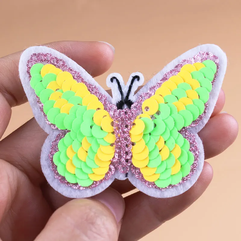 Наклейки с бабочками нашивки блестками и вышитые для одежды аппликация в полоску