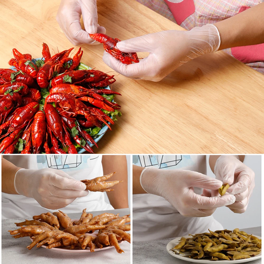 

YImei PVC disposable gloves 100pcs Dishwashing Kitchen Latex Rubber Garden Gloves Universal For Home Cleaning