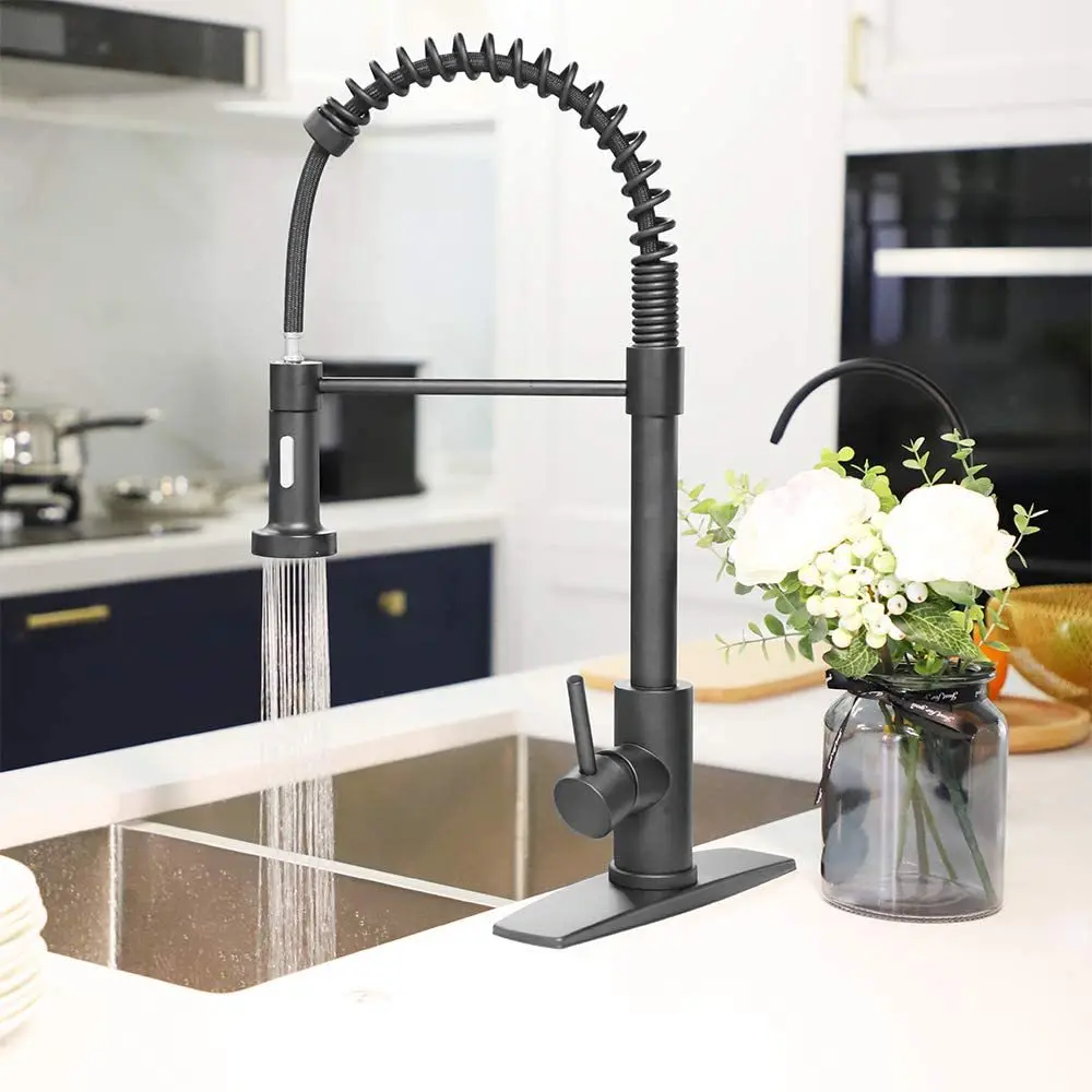 

Brushed Nickel Kitchen Faucet, Kitchen Faucets with Pull Down Sprayer, Kitchen Sink Faucet, Faucet for Kitchen Sink