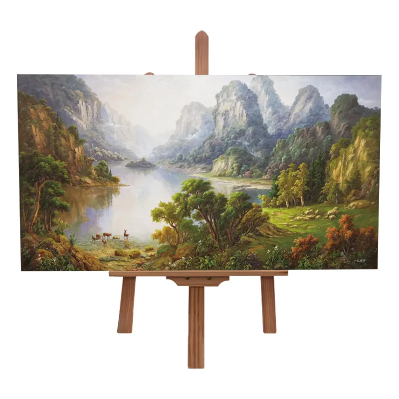 

Pure hand-painted landscape oil painting hotel living room landscape hanging painting new Chinese mural office to attract money