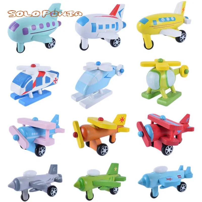 Деревянная модель 12 штук разные цвета деревянный игрушечный самолет с