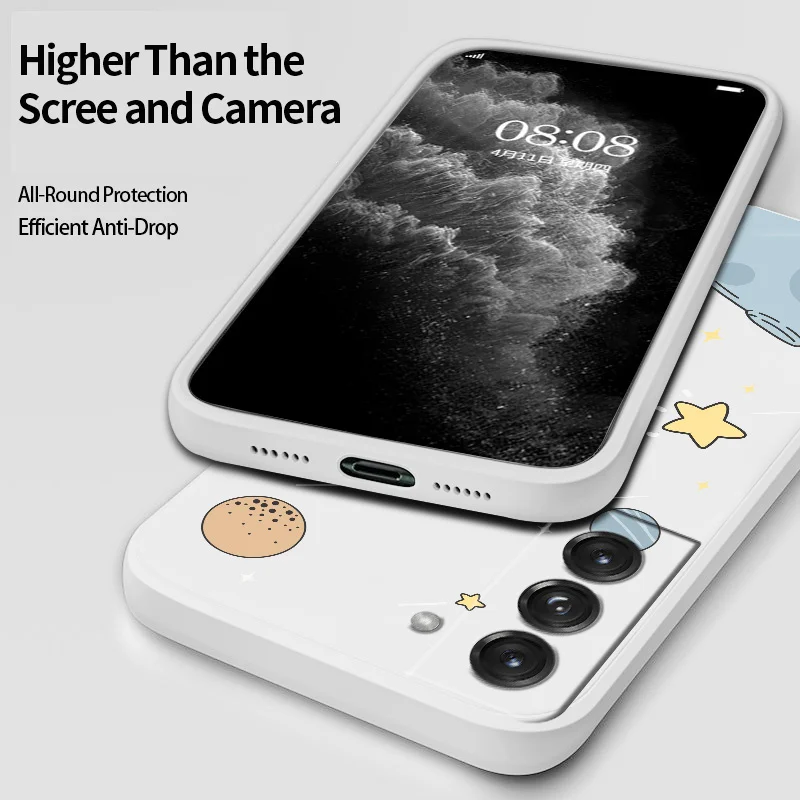 Little Cat Phone Case For Samsung Galaxy S22 S21 S20 FE S10 Note 20 10 Ultra Plus A72 A52  A32 A31 A21S 4G 5G Silicone Cover