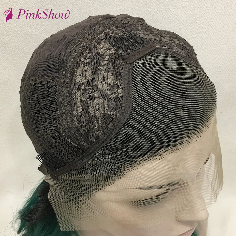 

PINKSHOW Blue Wigs For Women Black Root Long Wavy Synthetic Lace Front Wig Heat Resistant Fiber Glueless Lace Cosplay Wig