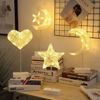 1 pcs night light christmas star moon table lamp rattan modeling led bedroom desk light home decoration