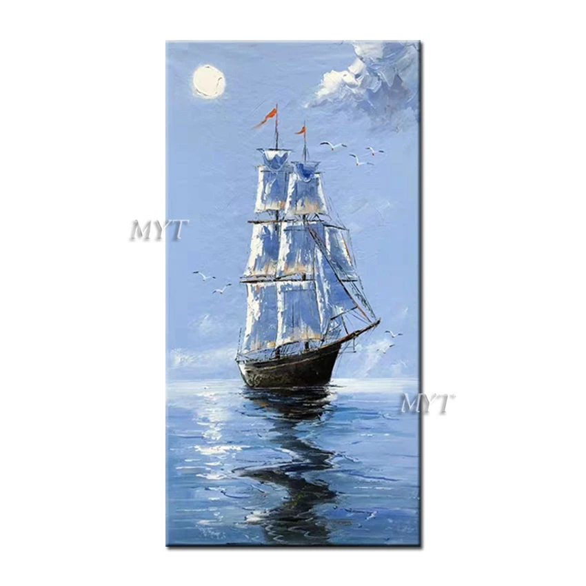 Небо и море корабль очень красивая абстрактная картина маслом настенное