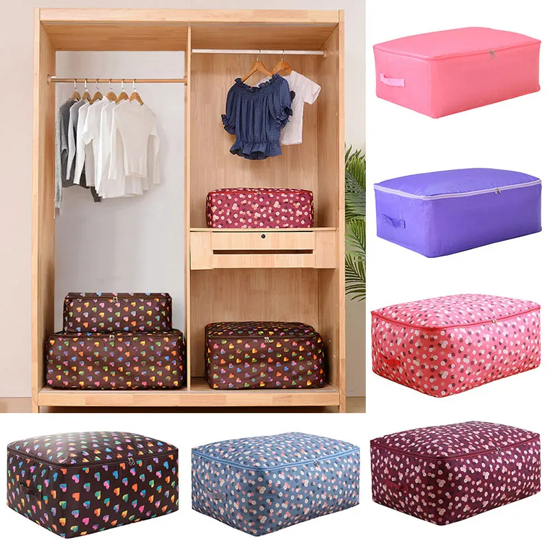 

Foldable Storage Bag Clothes Blanket Pillow Quilt Storage Container Washable Oxford Cloth Quilt Storage Box Dust-Proof Organizer