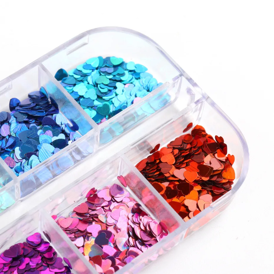 

1box Sparkly Love Heart Glitter Sequins Flakes Slice for UV Epoxy Resin DIY Filler Clay Slime Filling Paillette Nail Decoration